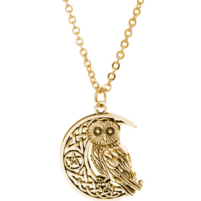 Crescent Moon Owl Necklace