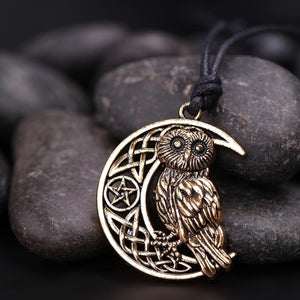 Crescent Moon Owl Necklace