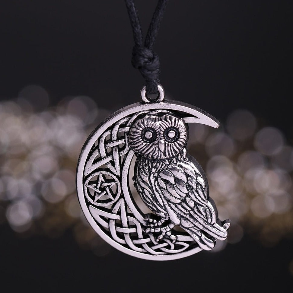 Crescent Moon Owl Necklace