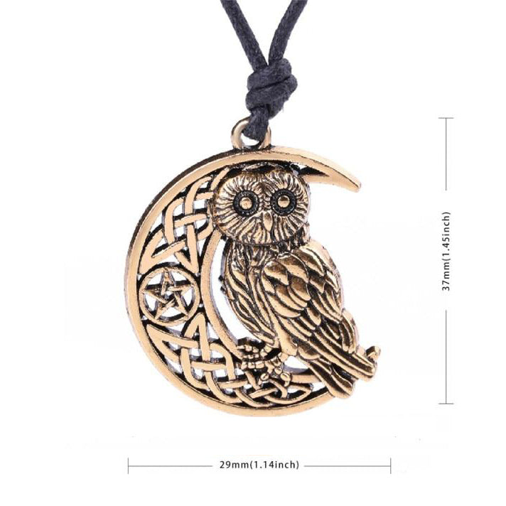 Crescent Moon Owl Necklace