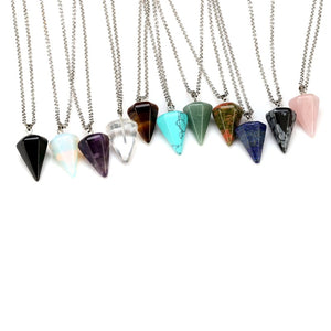 Natural Stone Hexagonal Crystal Pendulum