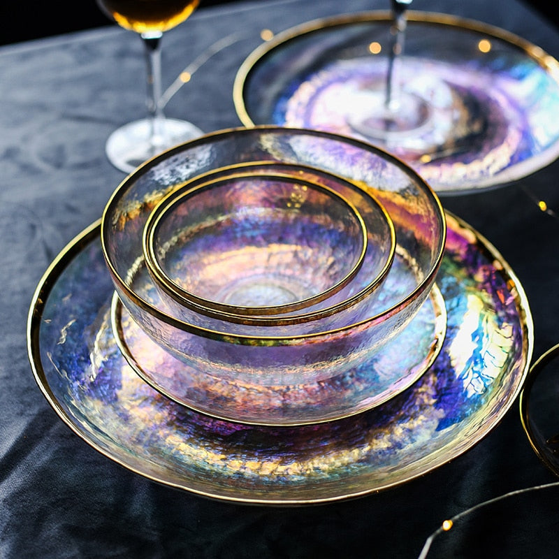 Modern Rainbow Glass Nordic Dinner Set