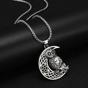 Crescent Moon Owl Necklace