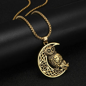 Crescent Moon Owl Necklace