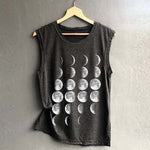 Load image into Gallery viewer, Moon Print Loose Sleeveless Tee
