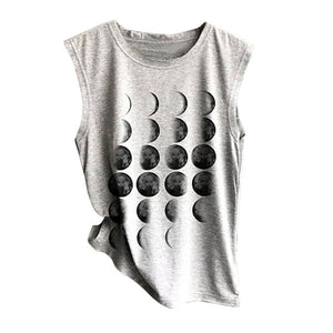 Moon Print Loose Sleeveless Tee