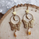 Load image into Gallery viewer, Butterfly Crescent Star Earrings
