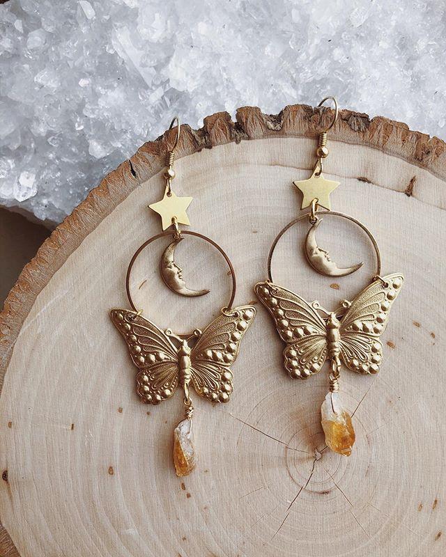 Butterfly Crescent Star Earrings