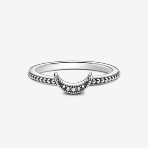 Sterling Silver & Crystals Crescent Ring