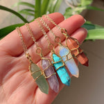 Load image into Gallery viewer, Wire Wrapped Crystal Necklace - Gold
