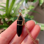 Load image into Gallery viewer, Wire Wrapped Crystal Necklace - Gold
