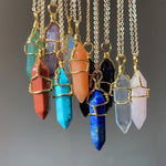 Load image into Gallery viewer, Wire Wrapped Crystal Necklace - Gold
