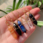 Load image into Gallery viewer, Wire Wrapped Crystal Necklace - Gold
